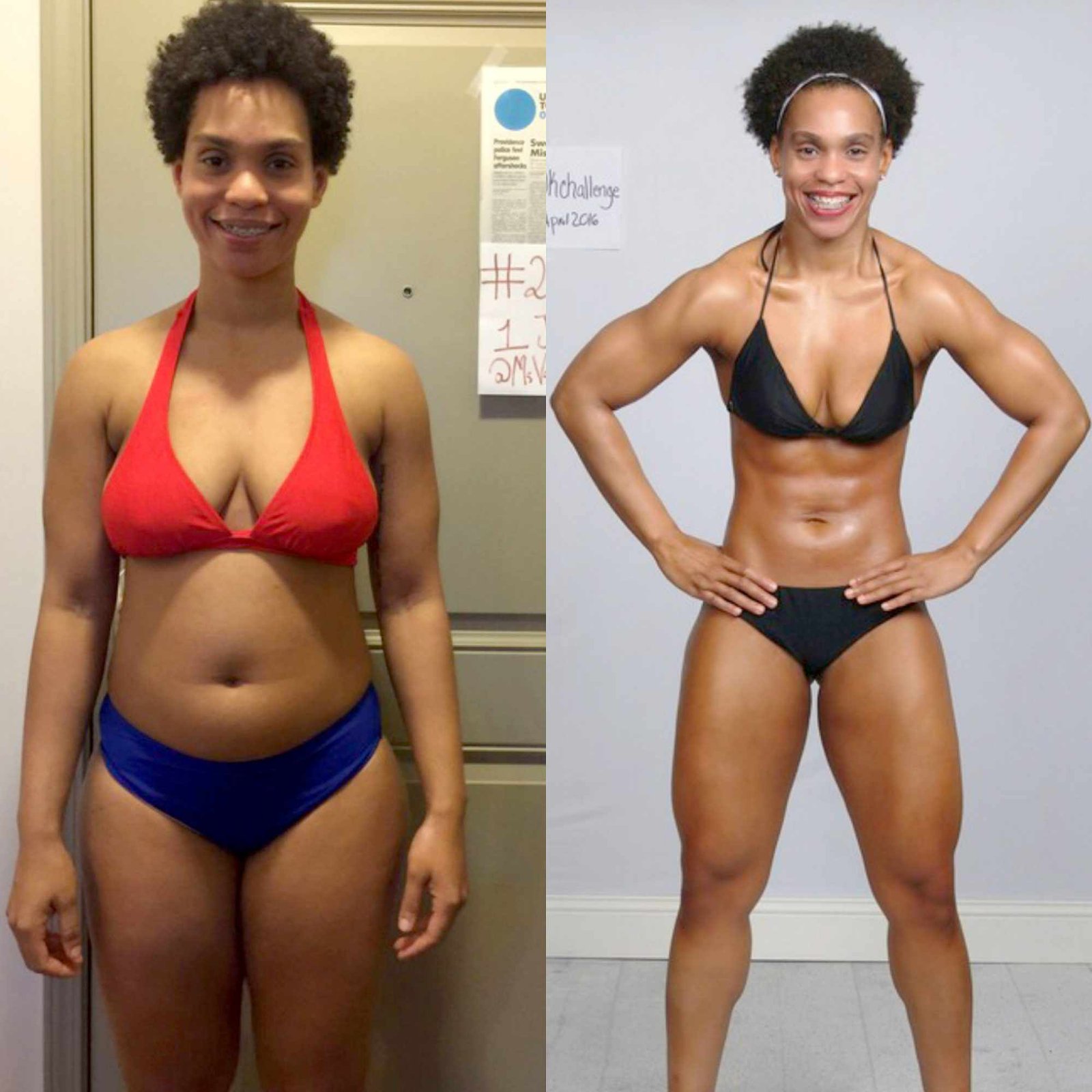 Side by side fitness photographs supplied as an illustration